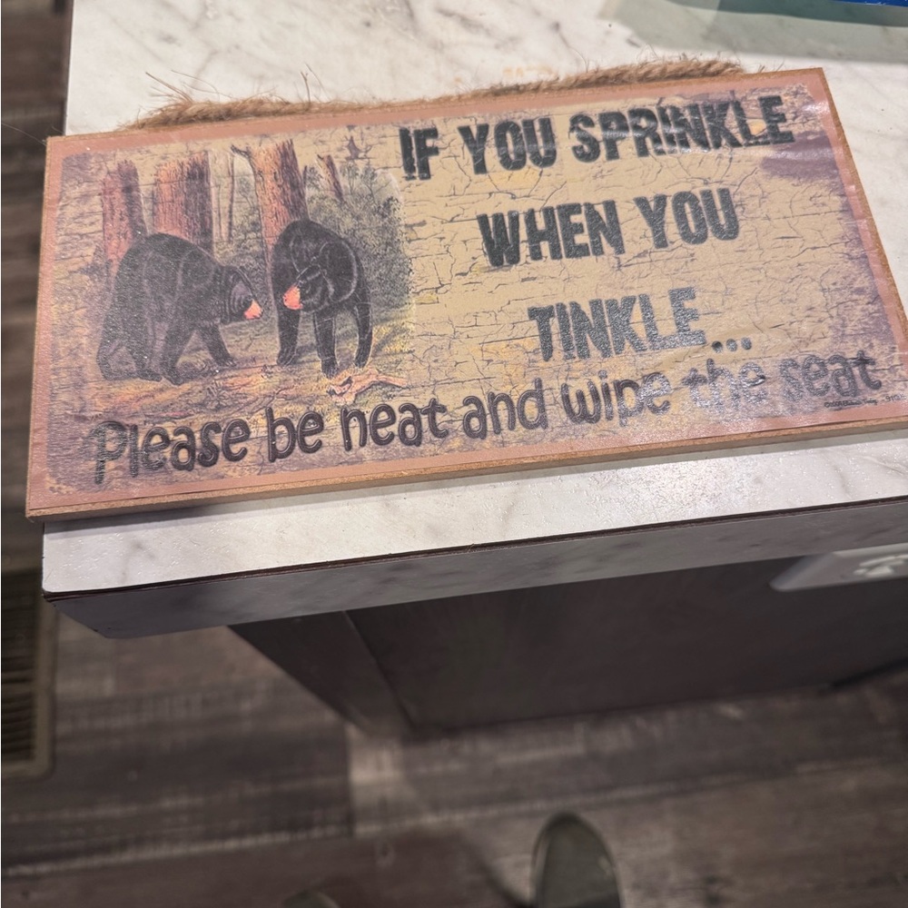 Rustic Bear Bathroom Sign